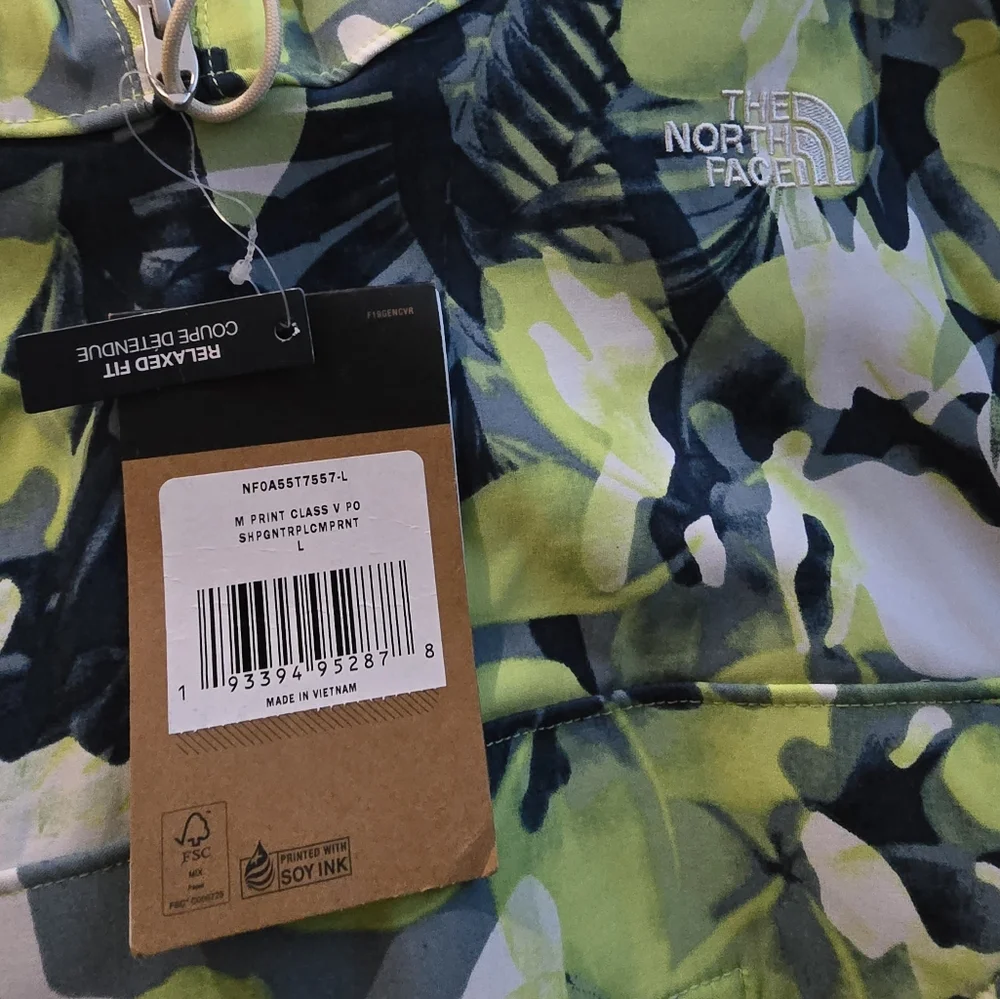 THE NORTH FACE PRINTED CLASS V PULLOVER MEN JACKET GREEN Tropical Camo